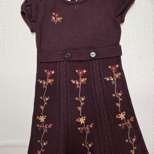 Gymboree Kids Dress with Floral Embroidery - Dark Purple